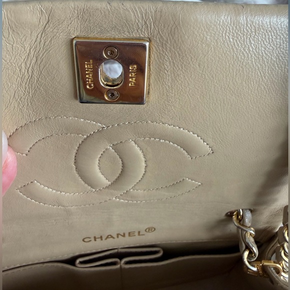 CHANEL Beige Mini Quilted Crossbody Bag - Picture 6 of 17